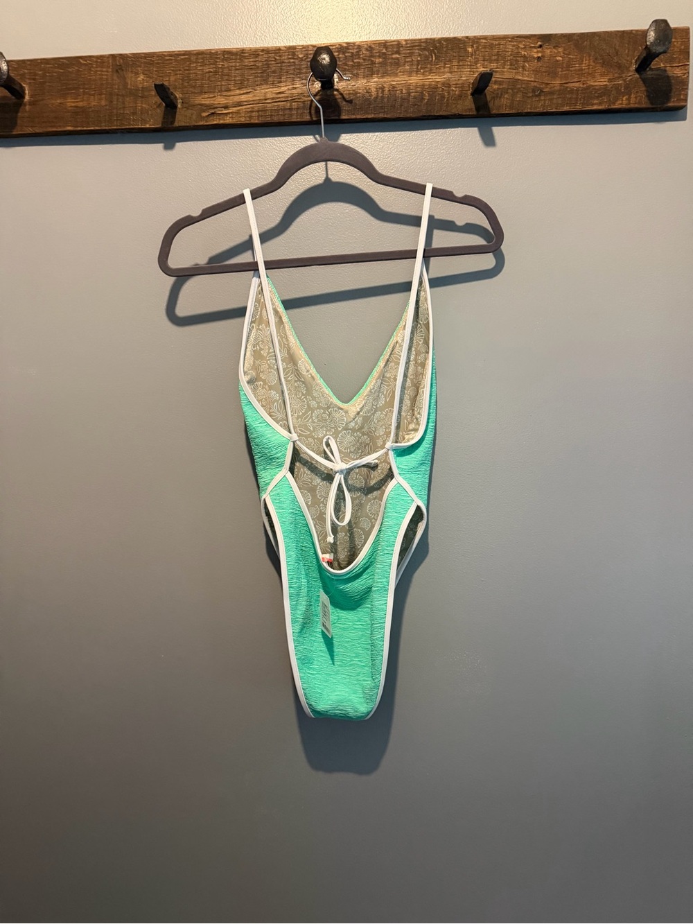 Free People Mint Green One-Piece Swimsuit with White Trim - Picture 2 of 7